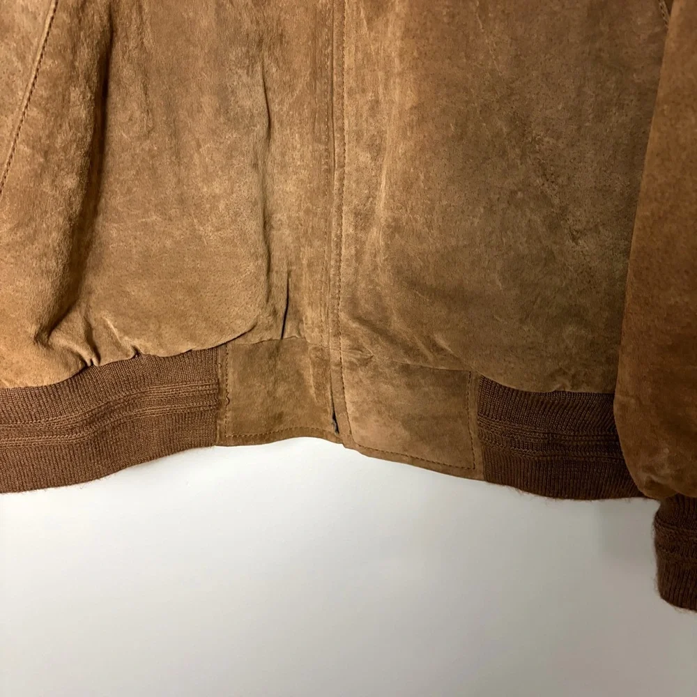 Croft and Barrow Leather Bomber Full Zip Brown Jacket Men's‎ Large